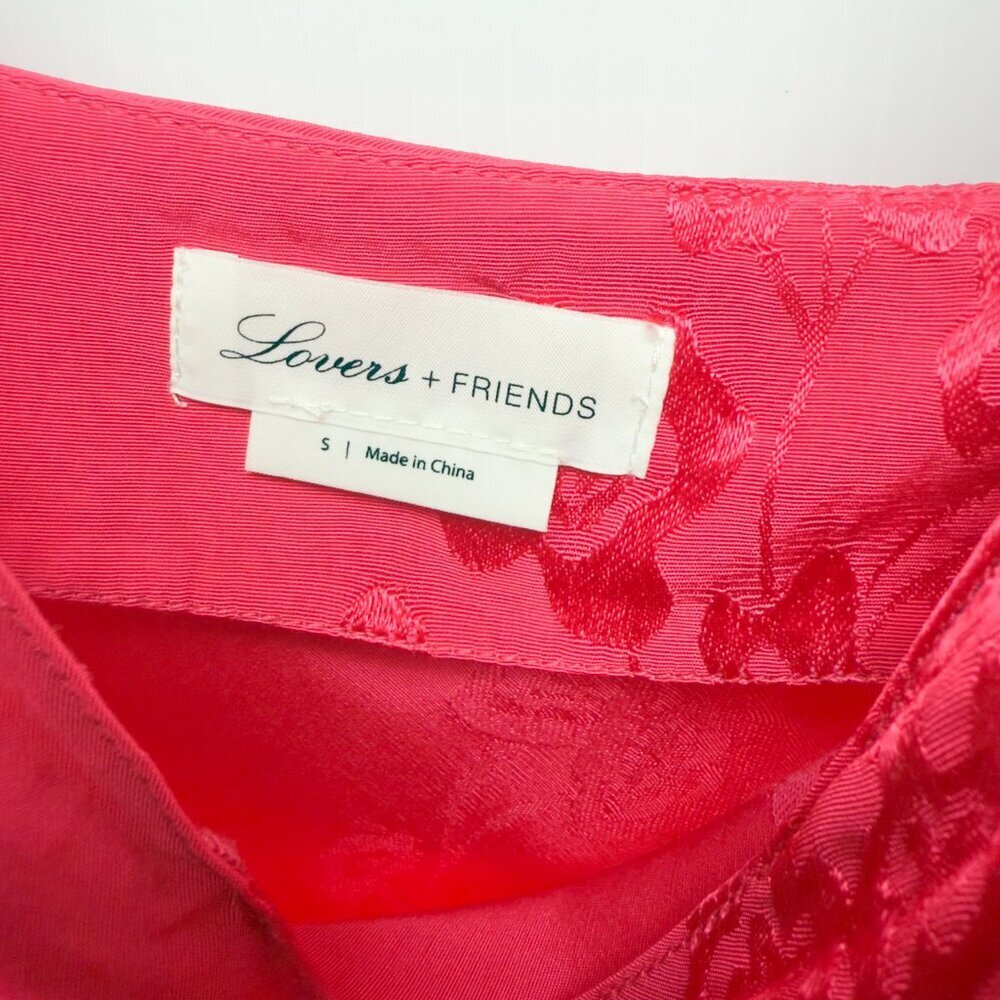 LOVERS AND FRIENDS Lia Satin Floral Pink Midi New Year’s‎ Eve Dress sz S - Picture 4 of 8